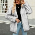 thumbnail image 4 of BiZtdJrK Lightening Sales Womens Long Winter Coat Warm Faux Fur Leopard Overcoats Long Sleeve Open Front Fuzzy Fluffy Cardigan Outwear Gray XXL, 4 of 8