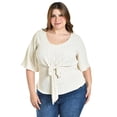 thumbnail image 1 of Blusa con moño Roman Fashion / Tallas Extras, 1832 (Arena líneas) beige 42, 1 of 6