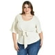 thumbnail image 1 of Blusa con moño Roman Fashion / Tallas Extras, 1832 (Arena líneas) beige 42, 1 of 6