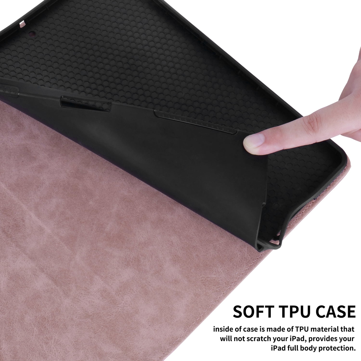 Decase for iPad A16 11th Generation Case 11 inch 2025 & iPad 10th Generation Cover 10.9" 2022 with Pencil Holder/Pockets,Auto Wake/Sleep,Folio Stand Embossed PU Leather Smart Wallet Shell,Pink