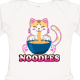 thumbnail image 4 of Inktastic I Love Noodles with Cat Illustration Boys or Girls Long Sleeve Baby Bodysuit, 4 of 5