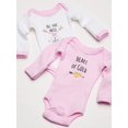 thumbnail image 2 of Hudson Baby Infant Girl Cotton Preemie Long-Sleeve Bodysuits 5pk, Heart, Preemie, 2 of 4