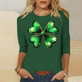 thumbnail image 1 of Elvqul 3/4 T-Shirts à Manches pour Femmes Imprimé Grande Taille T-Shirts Col Rond Vert Fête la Saint-Patrick Hauts pour Femmes Décontracté, 1 of 5
