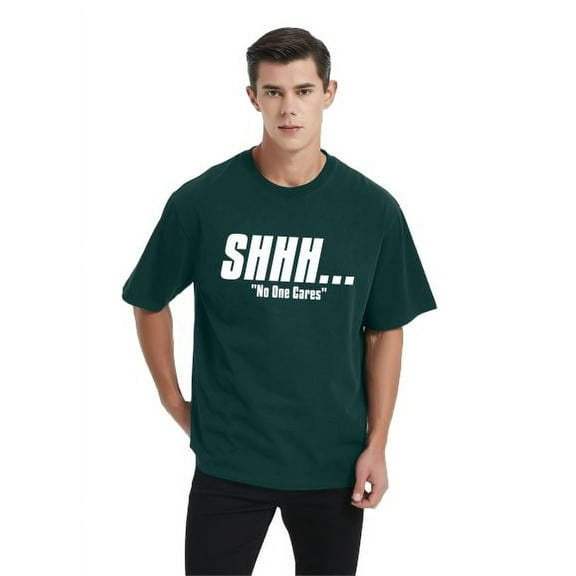 Shhh No One Cares Men Novelty Sarcastic Humor Graphic Tee Casual Hilarious T-shirt