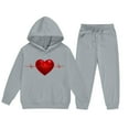 thumbnail image 5 of ATOGUTA Girls Kids Set Clothing Valentine's Day Sweatsuits Pant Set Long Sleeve Athletic Sweatshirts and Sweatpants with Pockets Size 2T-13, Gray, 5 of 5