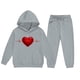 thumbnail image 5 of Conjunto de sudadera con capucha de manga larga para niños con estampado en forma de corazón y pantalones deportivos con lazo en las piernas, conjunto deportivo informal de dos piezas para niños, poli, 5 of 5