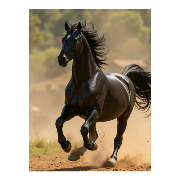 Diamond Art Kits for Adults, Black Horse Galloping Outdoors 5D Diamond Painting Kits for Adults Beginners, DIY Full Drill Diamond Painting, Gem Art and Crafts 12x16