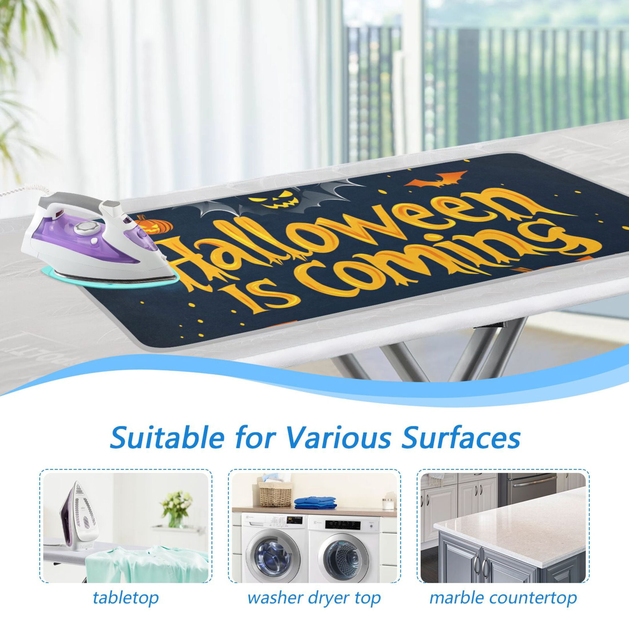 Halloween Cartoon Design Ironing Mat Blanket for Table Top Travel Portable Ironing Board Pad 47.2x27.6 Inch