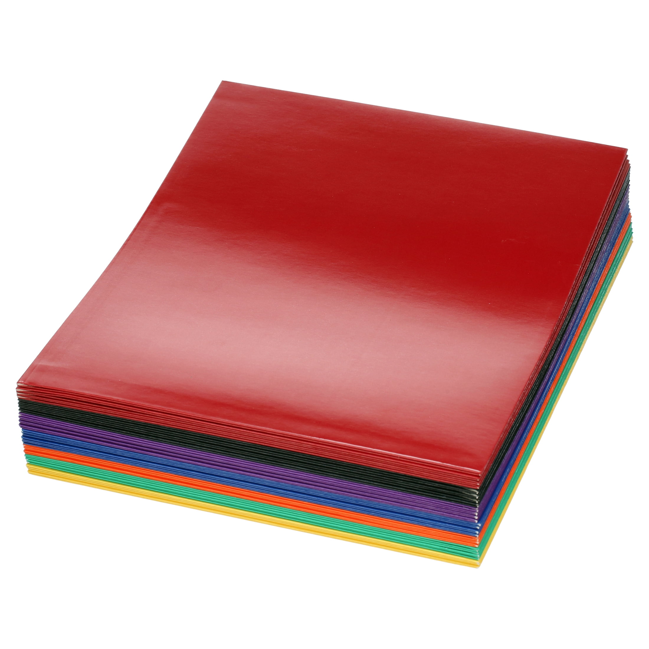 2 Pocket Glossy Laminated Paper Folders, Assorted Colors, Letter Size, Paper Portfolios by Better Office Products, Box of 25 Assorted Color Folders (no prongs)