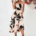 thumbnail image 6 of Edvintorg Women's Summer Floral Spaghetti Strap Sundress Womens Open-Back Sleeveless Drawstring Printed Temperament Flowy Maxi Dresses Beige XL, 6 of 7
