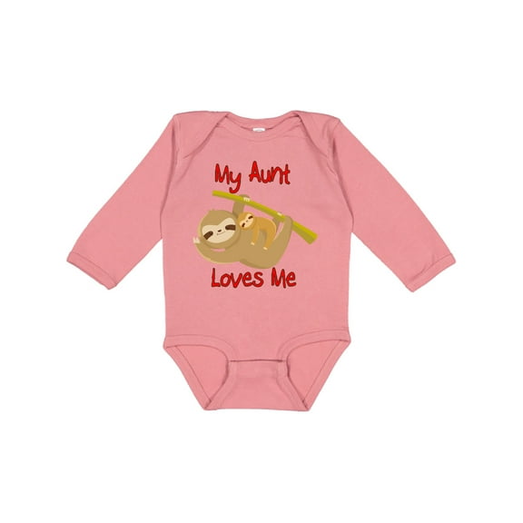Inktastic My Aunt Loves Me Sloth Boys or Girls Long Sleeve Baby Bodysuit