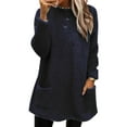 thumbnail image 1 of LUXUR T-Shirt en Molleton Doux pour Femmes, Ample, Bleu Marine, TG, 1 of 2