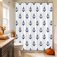 thumbnail image 2 of Navy Blue Anchor Shower Curtain, Waterproof Shower Curtains for Bathroom, Modern Minimalist Nautical Coastal Washable Fabric Bathtub Curtain Set Bath Decor with 12 Hooks Extra Long 72"x96", 2 of 8