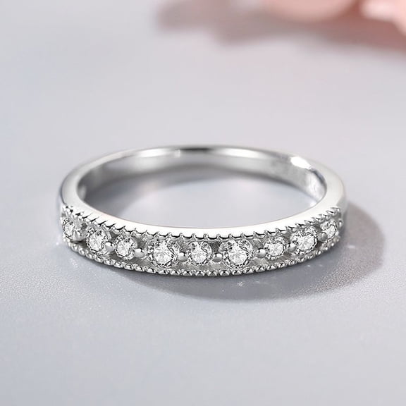 Sterling Silver Diamond Ring, Fashion Hollow Inlaid Diamond Ring, 925 Silver Gold-Plated Artificial Gem Ring for Women