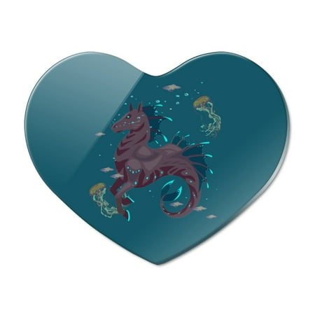 

Hippocampus Mythical Sea Horse With Fish Heart Acrylic Fridge Refrigerator Magnet