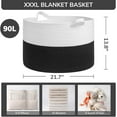 thumbnail image 2 of XXXLarge Cotton Rope Basket 21.7" x 21.7" x 13.8" Woven Baby Laundry Blanket Basket Toy Baskets with Handle Storage Comforter Cushions Thread Laundry Hamper Home Decor Living Room, 2 of 7