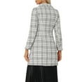 thumbnail image 3 of INSPIRE CHIC Women's Plaid Tweed Button Doll Collar Winter Elegant Long Coat, 3 of 5