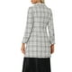thumbnail image 3 of Abrigo largo elegante de invierno con cuello de muñeca de botones de tweed a cuadros para mujer, blanco, talla S, 3 of 5