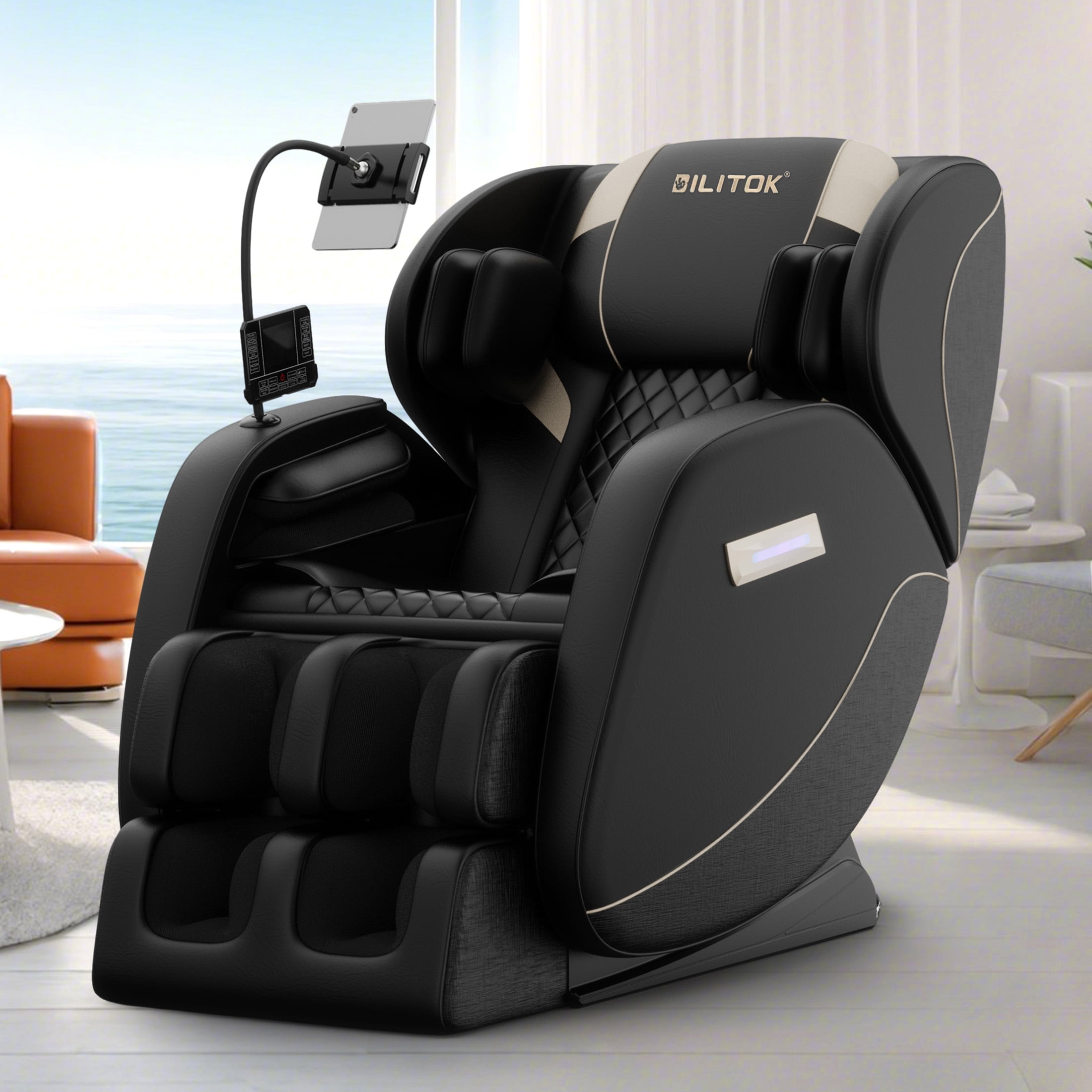 Noble House Vystan PU Leather Zero Gravity Power Reclining Massage