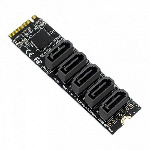 FVH NGFF NVME M-Key PCI Express to SATA 3.0 6Gbps 5 Ports Adapter Converter Hard Drive Extension Card JMB585 2280