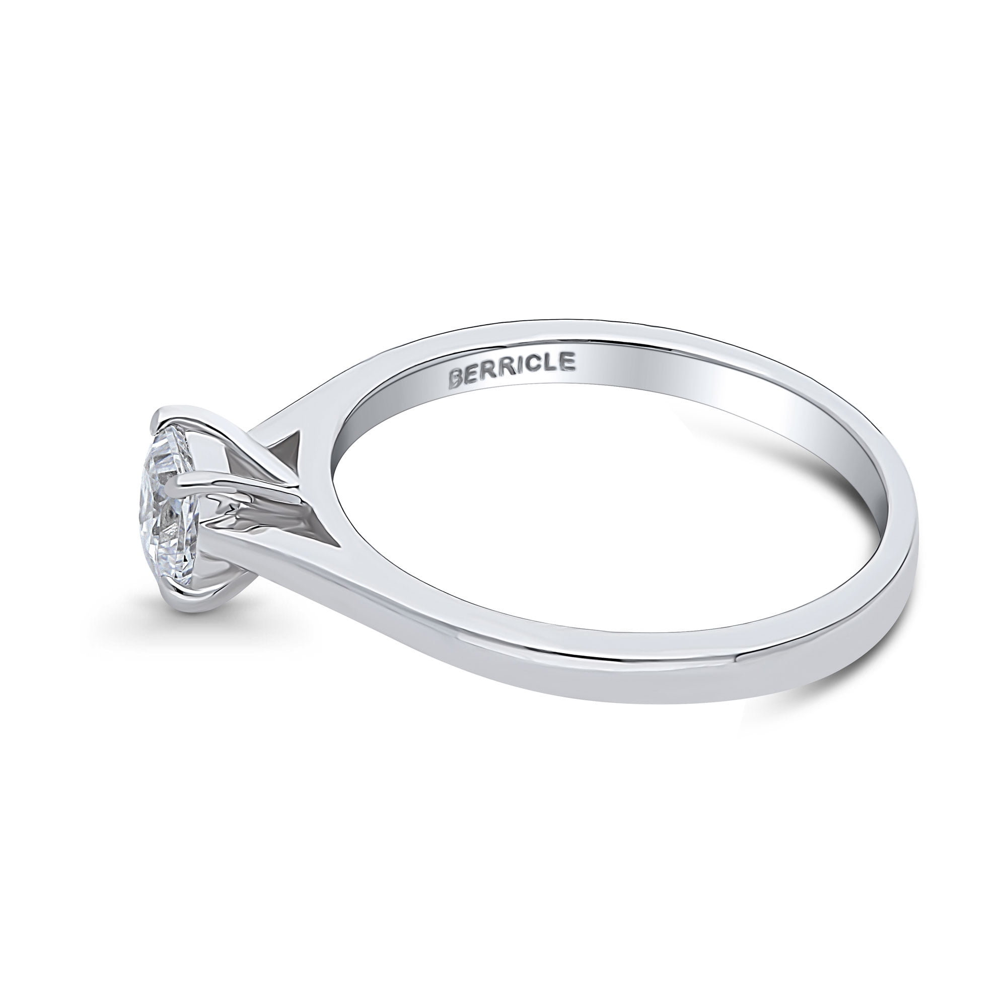 BERRICLE Sterling Silver Solitaire Wedding Engagement Rings 0.4 Carat Princess Cut Cubic Zirconia CZ Promise Ring for Women, Rhodium Plated Size 9