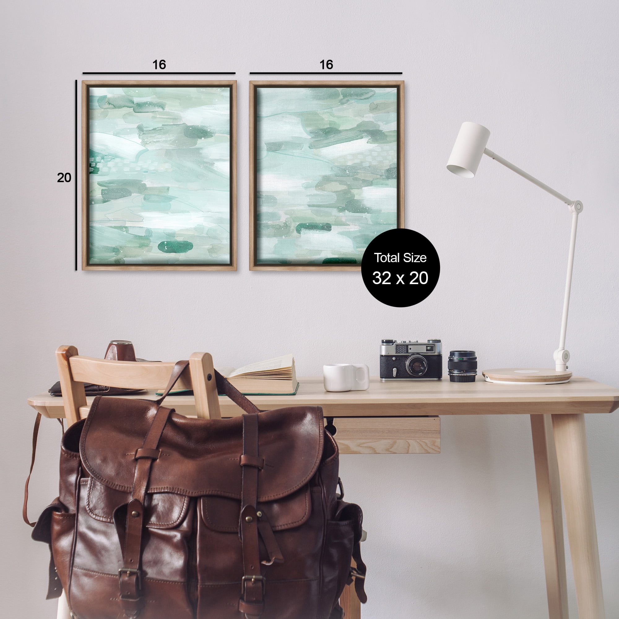 Stupell Industries Beachy Abstract Pattern Abstract Painting Brown Floater Framed Canvas Art Print Wall Art, 17 x 21, Set of 2