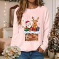 thumbnail image 2 of larppty Christmas Sweatshirts for Women Santa Claus Reindeer Gifts Graphic Crewneck Pullover Xmas Holiday Top for Party （Pink, XXL）, 2 of 6