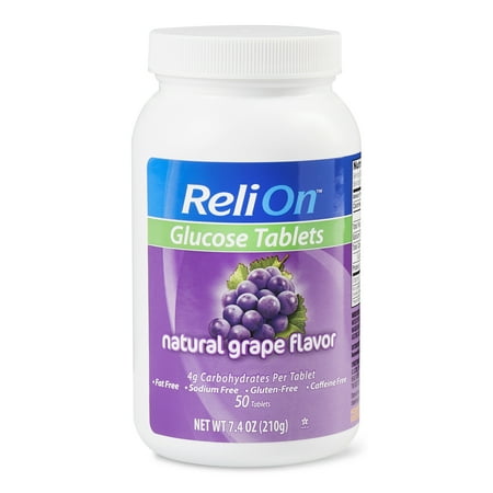 (2 pack) (2 pack) ReliOn Grape Glucose Tabs, 50 Ct