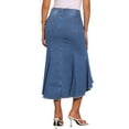 thumbnail image 3 of INSPIRE CHIC Women's Denim Washed Fishtail High Waist Raw Hem Fashion Casual with Pockets Midi Skirts XS Medium Blue, 3 of 5