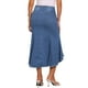 thumbnail image 3 of Falda midi casual de mujer de mezclilla desgastada con cola de pez, cintura alta, dobladillo sin terminar y bolsillos, talla M, azul medio, 3 of 5