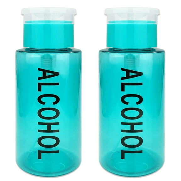 Pana High Quality 7oz Liquid Pump Dispenser With Alcohol Label - Teal (2 Bottles)