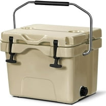 PINDEE 16 Quart Cooler, 24 Can Insulated Ice Chest Box with Heavy Duty Handle and 2 Cup Holders, 3-5 Days Ice Retention, Portable Leakproof Hard Cooler for Camping, Fishing, Picnic, Outdoor