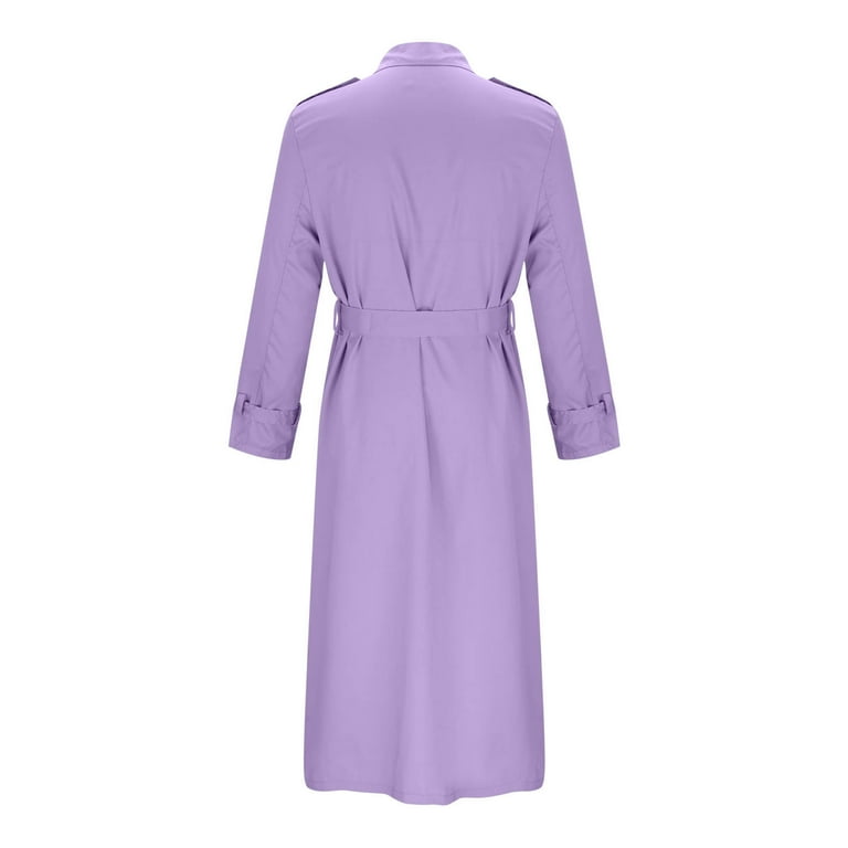 Mens Long Trench Coat Double Breasted Notch Lapel Coat Winter