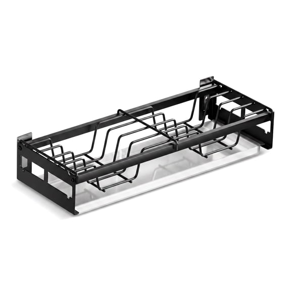 Aemutady Black Stainless Steel Over Sink Dish Drying Rack Wall Mount Shelf for Plates with Drain Tray