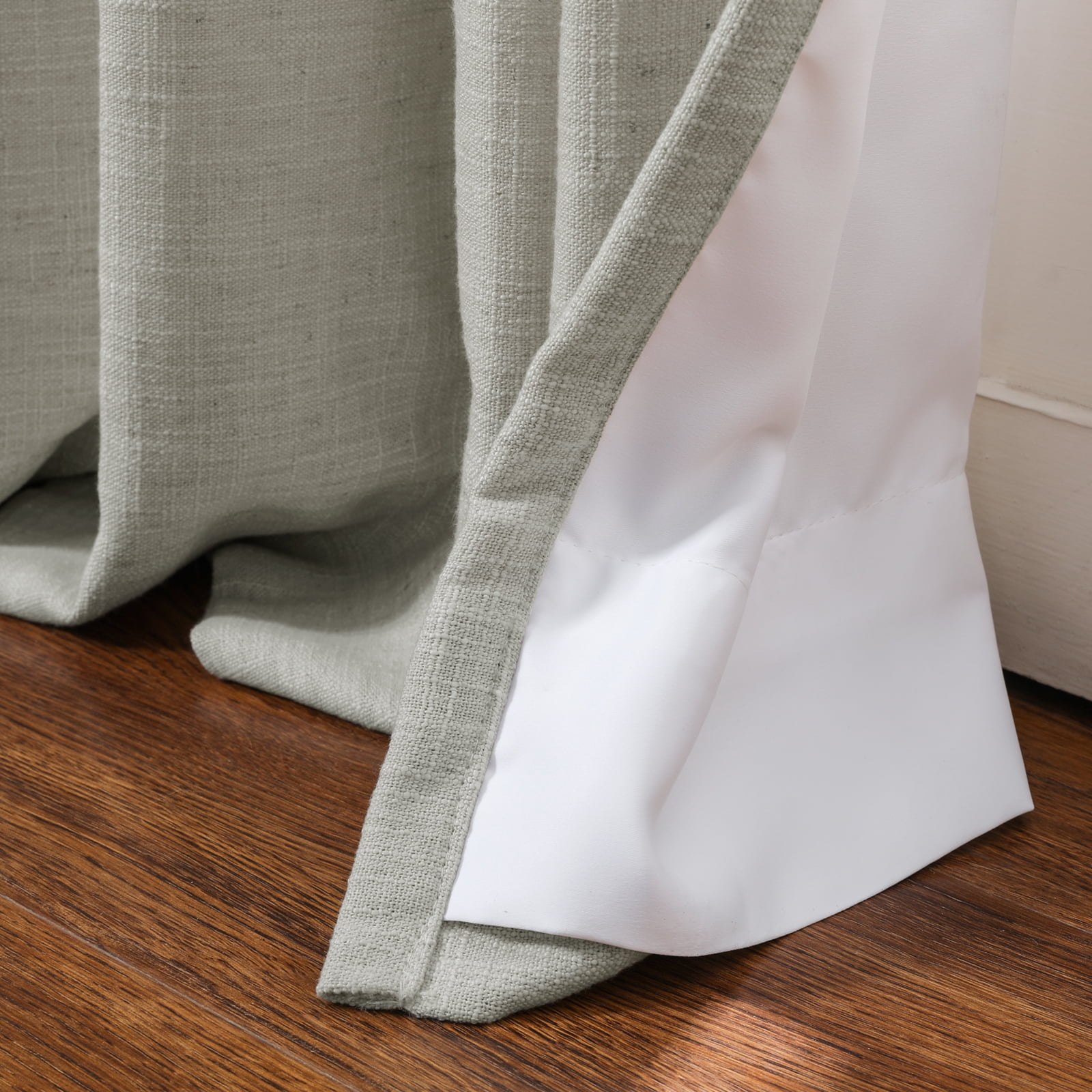 TWOPAGES 26 W X 96 L Inch Curtain Grommet Top Drape Room Darkening Linen Textured Drapery for Bedroom Kids Room, 1 Panel, Grey