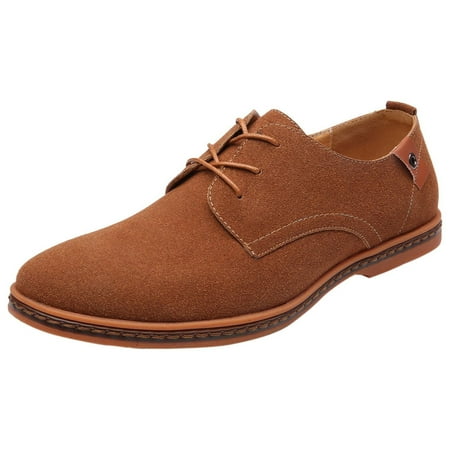 Sexlip Men s Dress Shoes Oxford Leather Stylish Lace-up Business Casual Formal Shoes Solid Casual Oversized Trendy Shoes Khaki 42