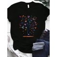 thumbnail image 2 of Butterfly Tree Print T-Shirt, Short Sleeve Casual Top For Summer & Spring, Women's Clothing Tee For Adult, Men, Women, Teen, Teenager, Adolescent, Youth, 2 of 3