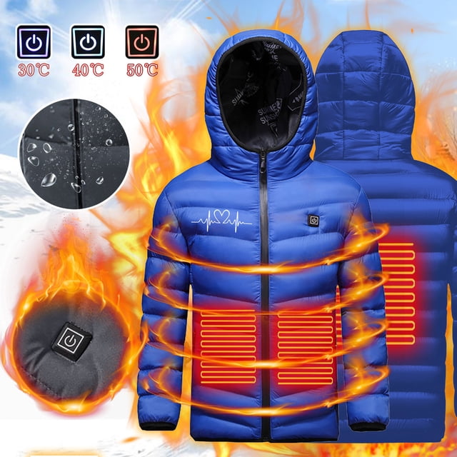 LOVZFMLL Jackets for Girls USB Intelligent Constant Temperature Heated Windproof Plus Size Coat For Kids Winter 3 Heated Jacket Coat 8-9 Years