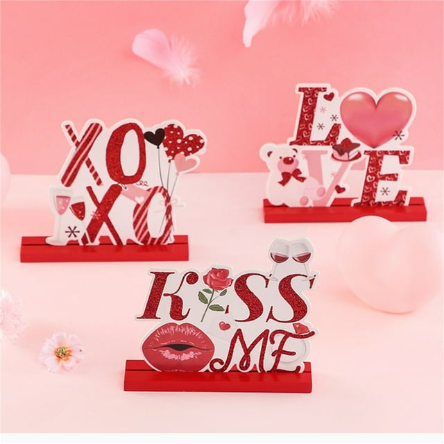 Xihbxyly Decoración de Mesa para San Valentín, Diseño de Corazón Romántico, Material Resistente, Elegante Decoración de Escritorio, Ideal para El Hogar y La Oficina, Regalo Perfecto para Los Enamorad