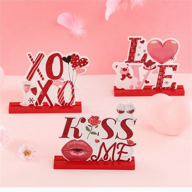 Xihbxyly Decoración de Mesa para San Valentín, Diseño de Corazón Romántico, Material Resistente, Elegante Decoración de Escritorio, Ideal para El Hogar y La Oficina, Regalo Perfecto para Los Enamorad