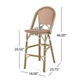 thumbnail image 3 of Gallia Aluminum Outdoor French Barstools, Set of 4, Rust, White, and Bamboo Finish, 3 of 9
