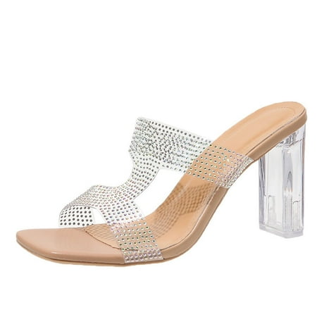 

YanHoo Heels Slide Sandals for Women Girls Dressy Low Wedge Sandal Casual Open Toe Flat Sandals Summer Beach Slip on Sandals Platform Sandals