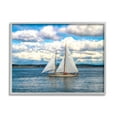 thumbnail image 3 of Stupell Industries Quaint Sailboat Floating Ocean Fluffy White Clouds Framed Wall Art, 20 x 16, Design by Nan, 3 of 5