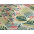 thumbnail image 4 of Ambesonne Palm Tree Quilted Bedspread Set 3 Pcs, Grunge Brazil Leaves, Queen Size, Blue Coral Pale Yellow, 4 of 5