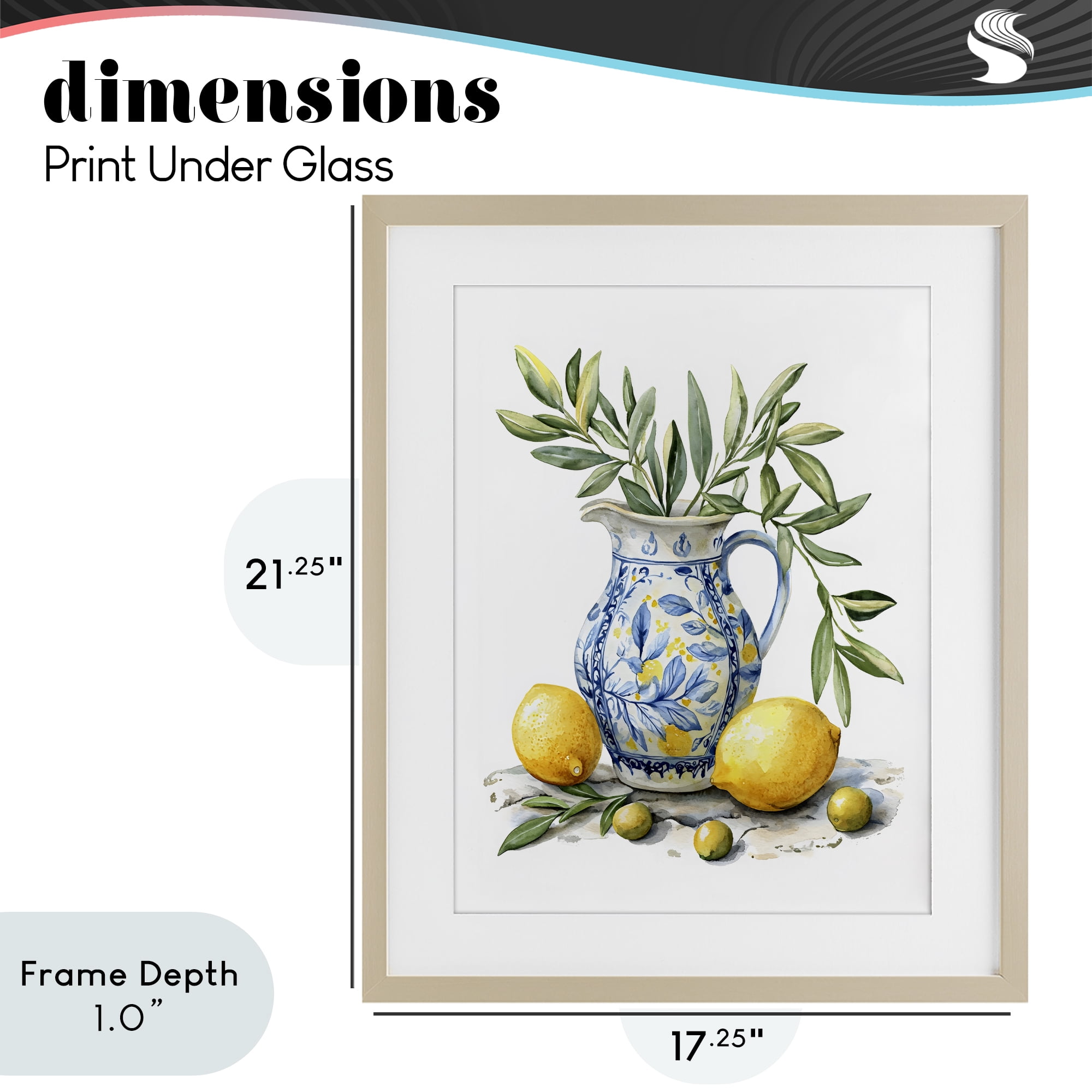 Stupell Industries Lemon & Olive Branch Still Life Birch Framed Print Under Glass, design by LSR Design Studio