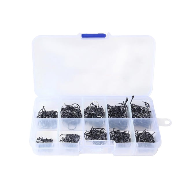 Soidarity Anzuelos afilados para pesca de peces plateados, 500 Uds., 10 tamaños, hierro con caja de plástico portátil, anzuelos de púas para pesca de Pescar Soidarity OD005234-00