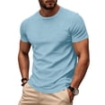 thumbnail image 3 of LTTVQM Men's T Shirts Short Sleeve Comfort Soft Crew Neck Lightweight Plain Tee Shirts Casual Summer Basic Tops Blue M, 3 of 6