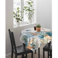 thumbnail image 4 of Teal Blue Coastal Suqare Tablecloth - 54 x 54 Inch, Summer Beach Starfish Shell Coral Nautical Waterproof & StainResistant Tablecloth, Washable Oil-proof Table Cover for Dining/Party/Wedding/Buffet, 4 of 9