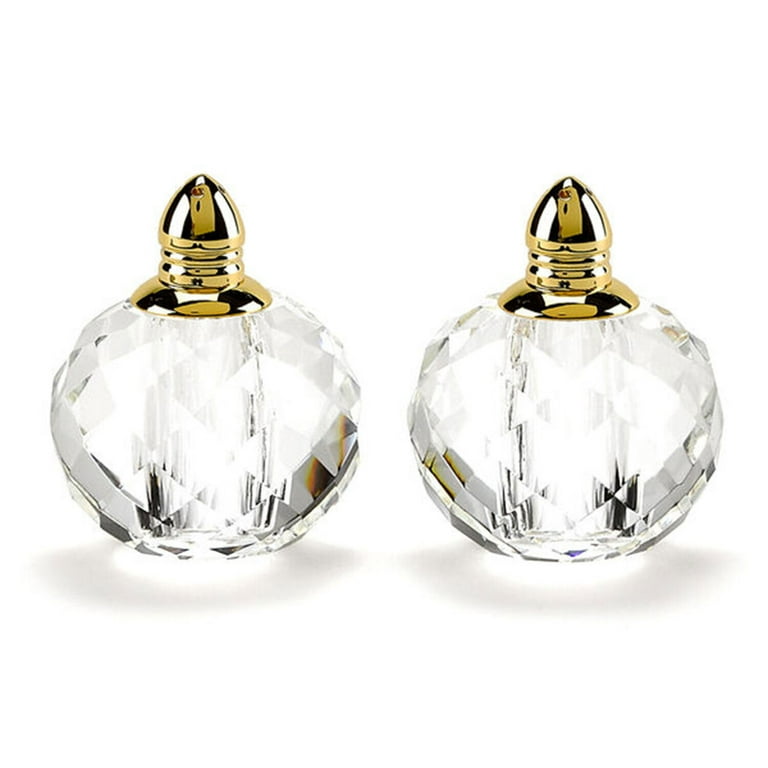 Handcrafted Optical Crystal And Gold Pair Of Salt And Pepper Shakers
