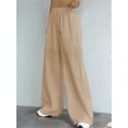 thumbnail image 4 of Women Wide Leg Linen Pants, High Waisted Summer Casual Cotton Linen Palazzo Pants with Pockets Camel Color XL, 4 of 8
